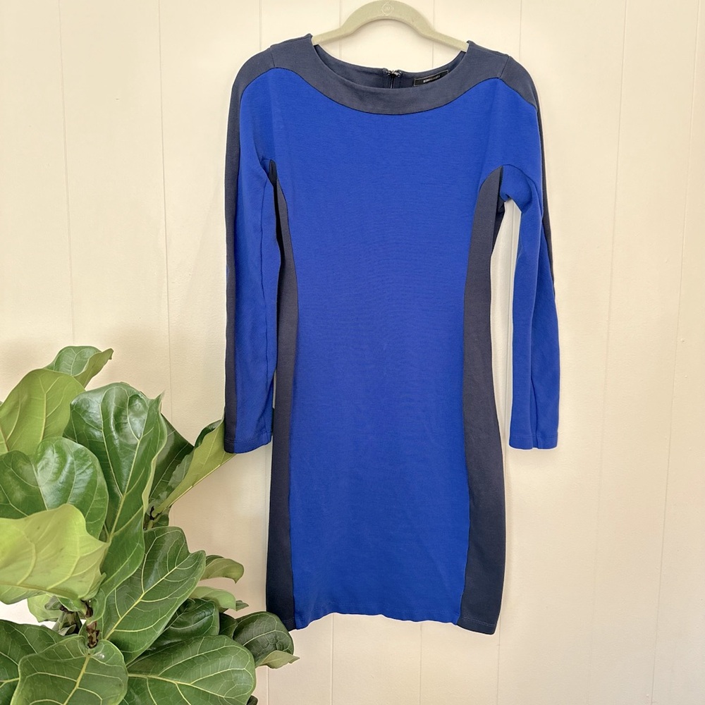 BCBG MAX AZRIA | Blue Long Sleeve Pencil Dress | M